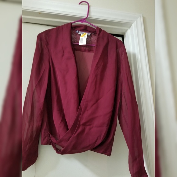 J-Lo Tops - J-Lo Red burgundy sheer blouse new with tags M J-Lo Tops - J-Lo Red burgundy sheer blouse new with tags M